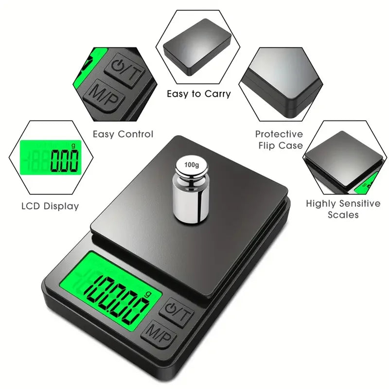 500g 0.01g Accurate Electronic Jewelry Gram Scale Precision Scale Portable Calibration Function Ultra-clear Display