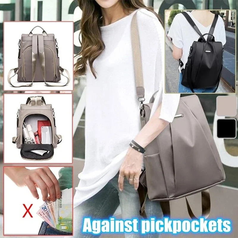 Waterproof Nylon Women's Backpack Large Capacity with Detachable Strap