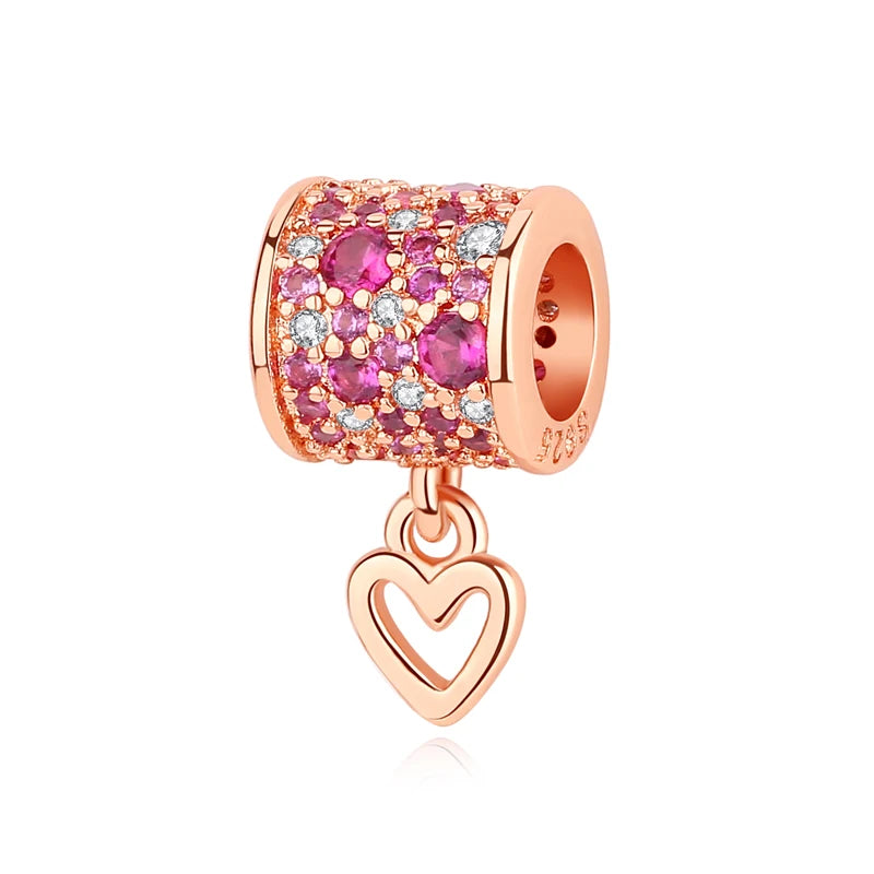 925 Silver Love Heart Charm Bead for Bracelets & Necklaces Valentine's Gift
