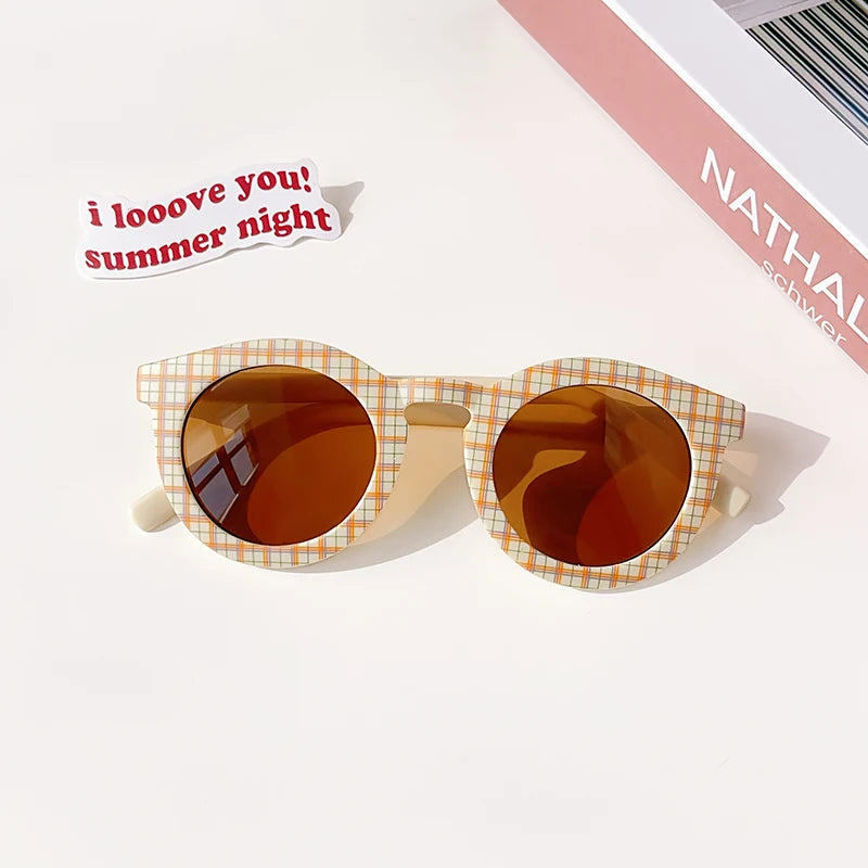 Kids Vintage Round UV400 Sunglasses Frosted Acrylic Fashion Shades