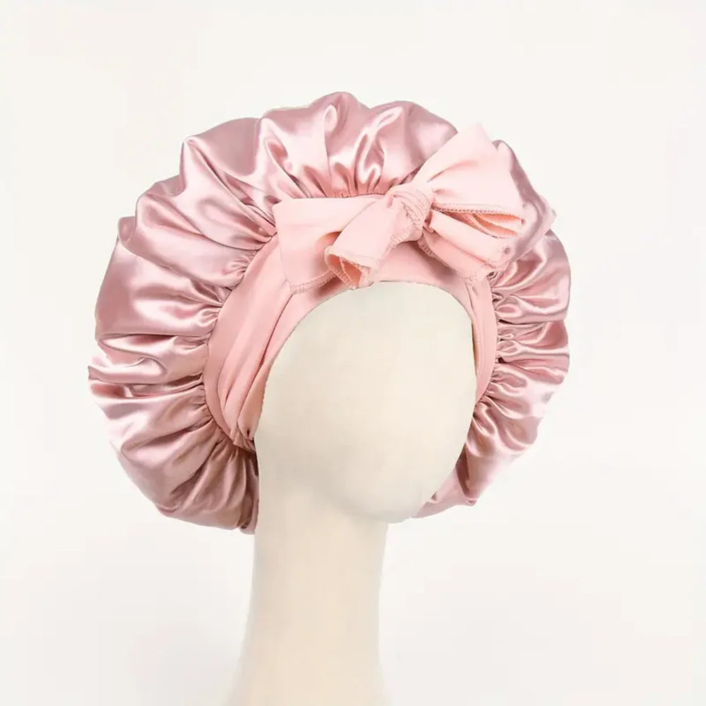 Adjustable Satin Silk Bonnet with Tie Band for Sleeping Hair Protection