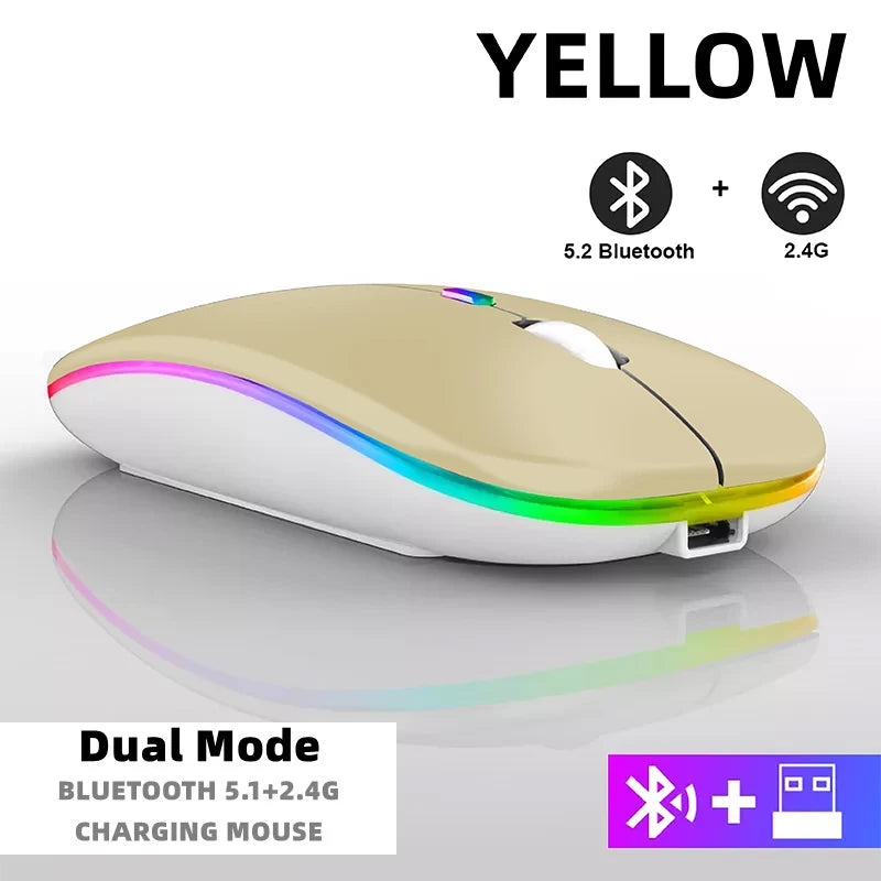 Bluetooth Wireless RGB Mouse Rechargeable for iPad PC Laptop Tablet Phone