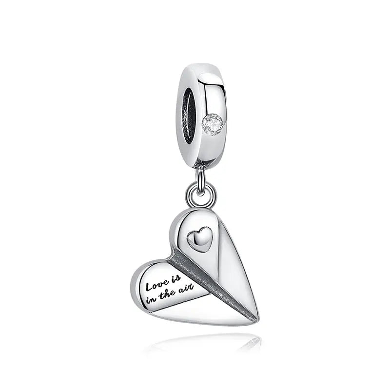 925 Silver Love Heart Charm Bead for Bracelets & Necklaces Valentine's Gift