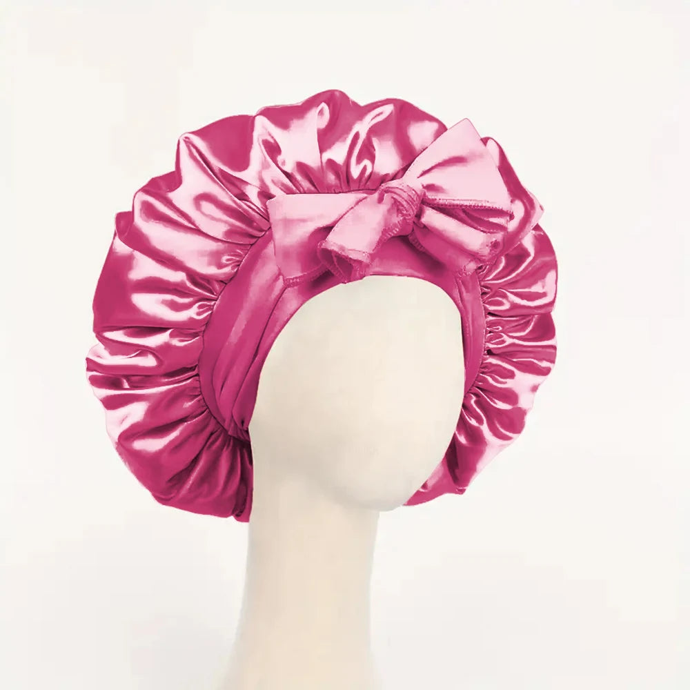 Adjustable Satin Silk Bonnet with Tie Band for Sleeping Hair Protection