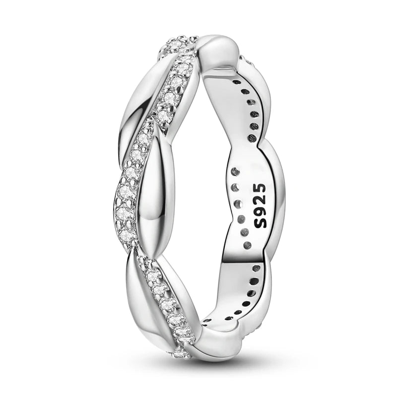 Silver Colour Star Zircon Ring for Women Wedding Engagement Gif