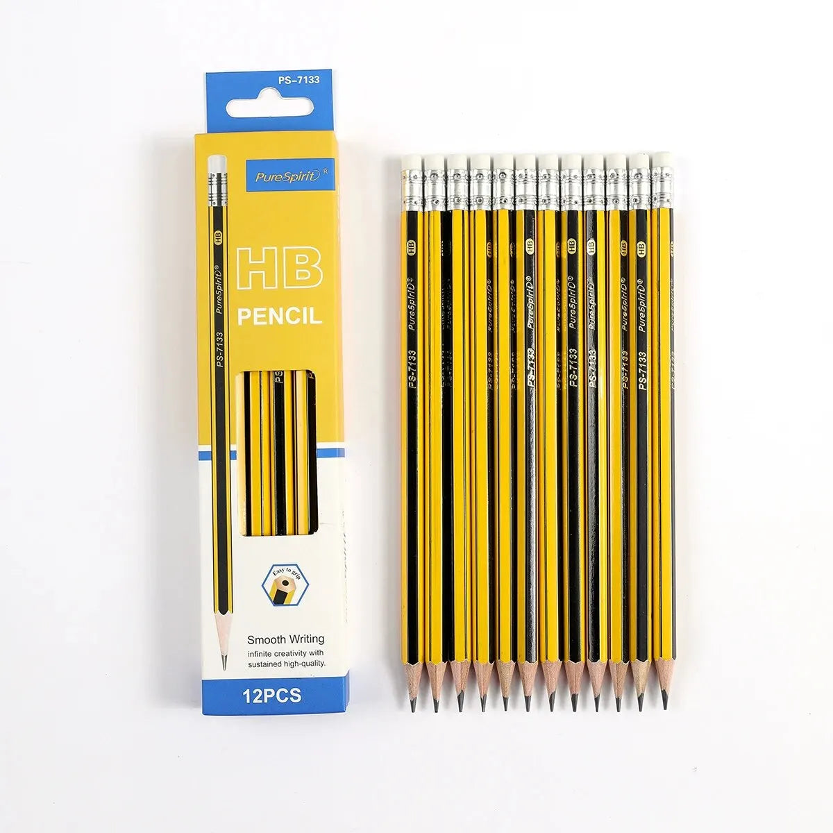 12PCS HB Pencils with Eraser Pre-Sharpened Graphite for School & Office