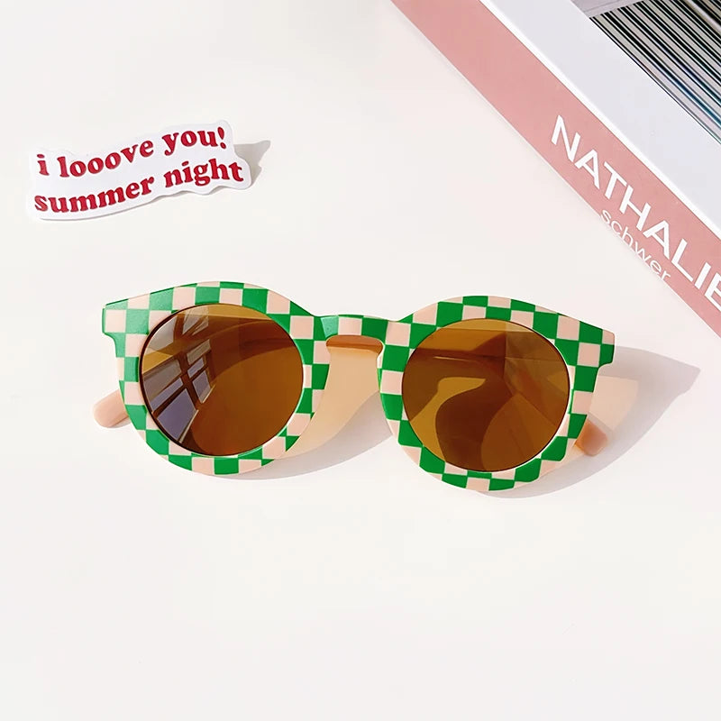 Kids Vintage Round UV400 Sunglasses Frosted Acrylic Fashion Shades