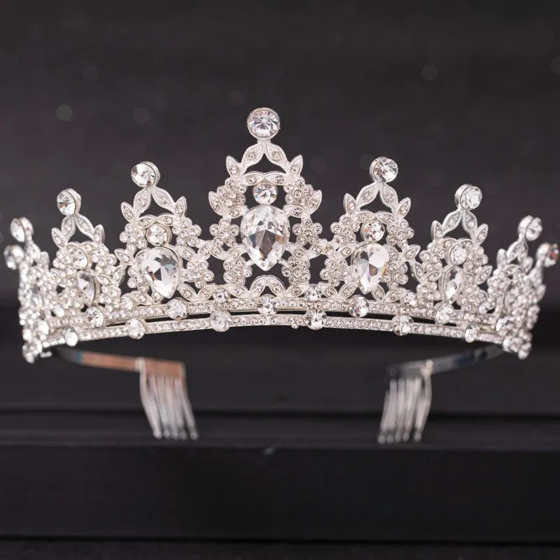 Crystal Bridal Tiara Silver Wedding Crown Diadem Headpiece Hair Jewelry