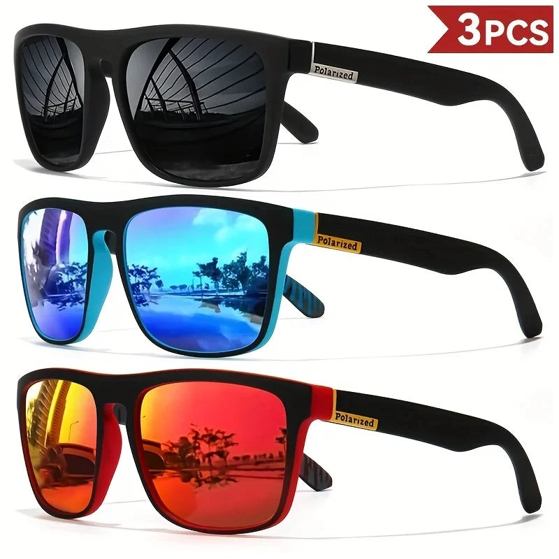 3PCS Polarized Square Sunglasses – Stylish Outdoor Shades for Men & Women