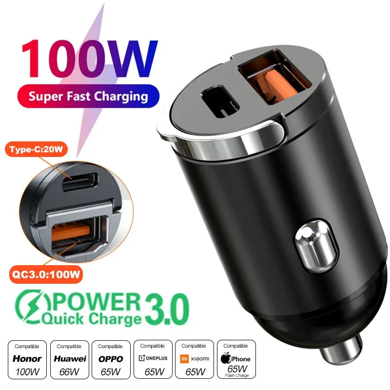 200W Dual USB Car Charger – Fast Charging 12-24V Cigarette Lighter Adapter