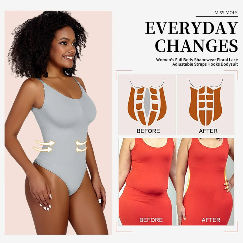 Women's Smoothing Bodysuit Shapewear – Thong Full Body Slimmer Faja