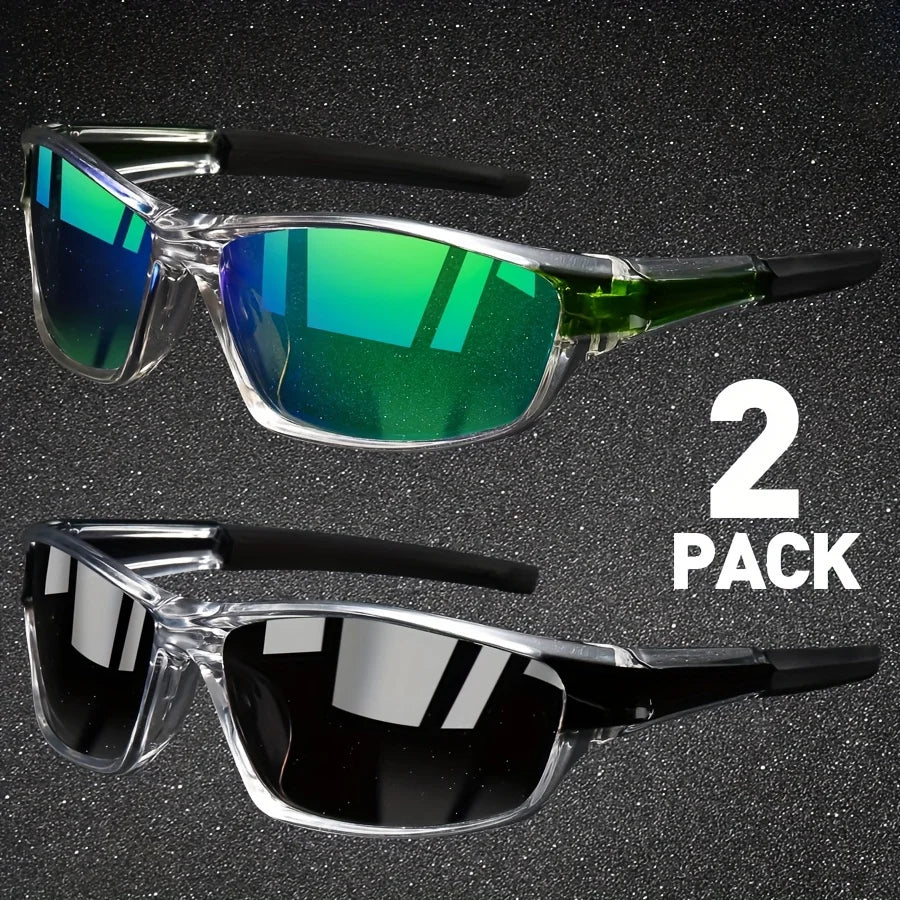 2 Pairs Men's Polarized Sports Sunglasses – Night Vision Driving Shades