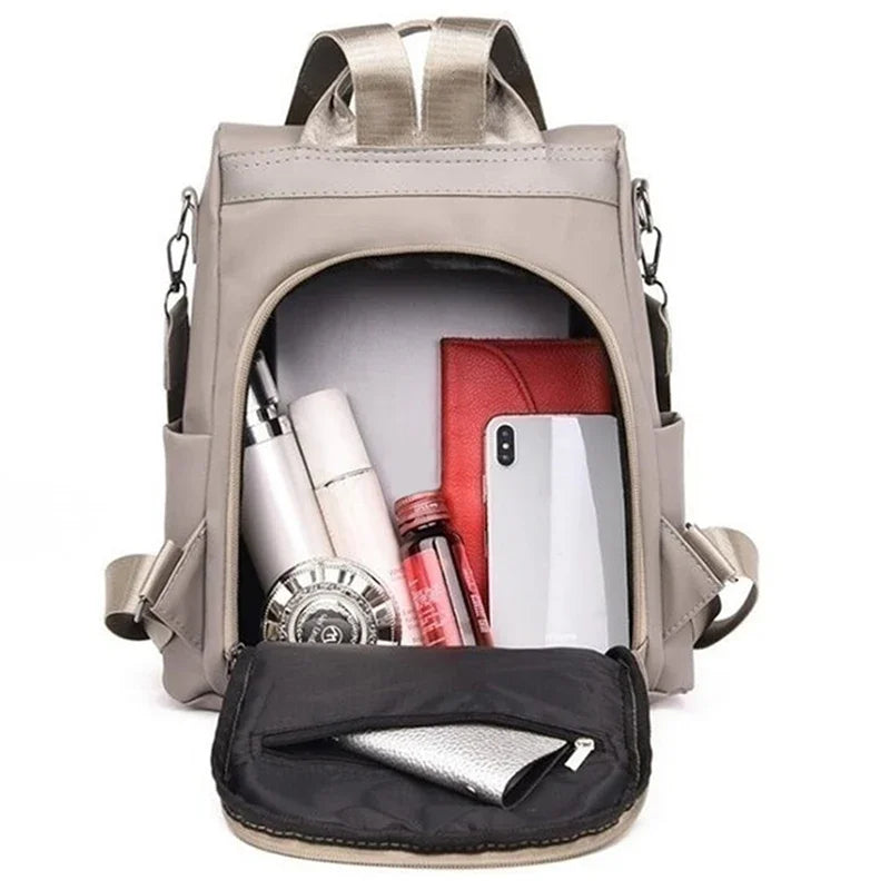 Waterproof Nylon Women's Backpack Large Capacity with Detachable Strap