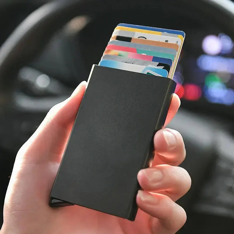 Slim Metal Card Holder Wallet Pop-Up Minimalist Wallet for Men/Women