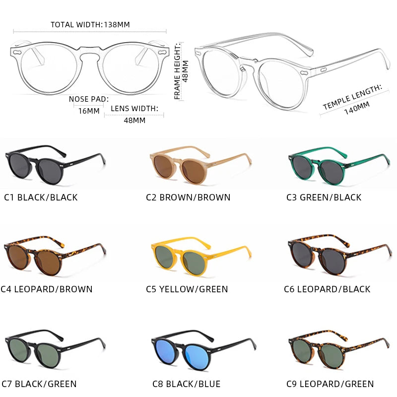 Retro Round Polarized Sunglasses –Vintage UV400 Shades for Men & Women