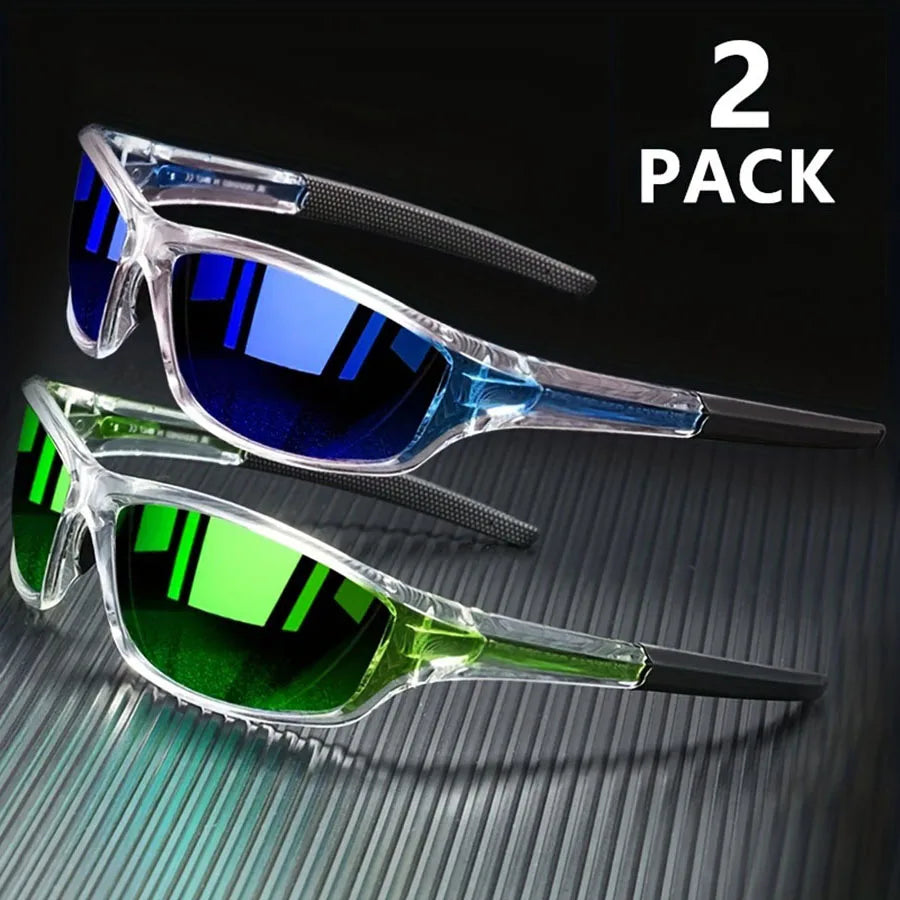 2 Pairs Men's Polarized Sports Sunglasses – Night Vision Driving Shades
