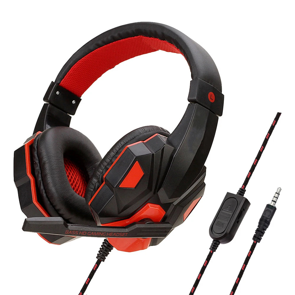 3.5mm Wired Gaming Headset with Mic Adjustable Bass for PC PS4 PS5 Xbox