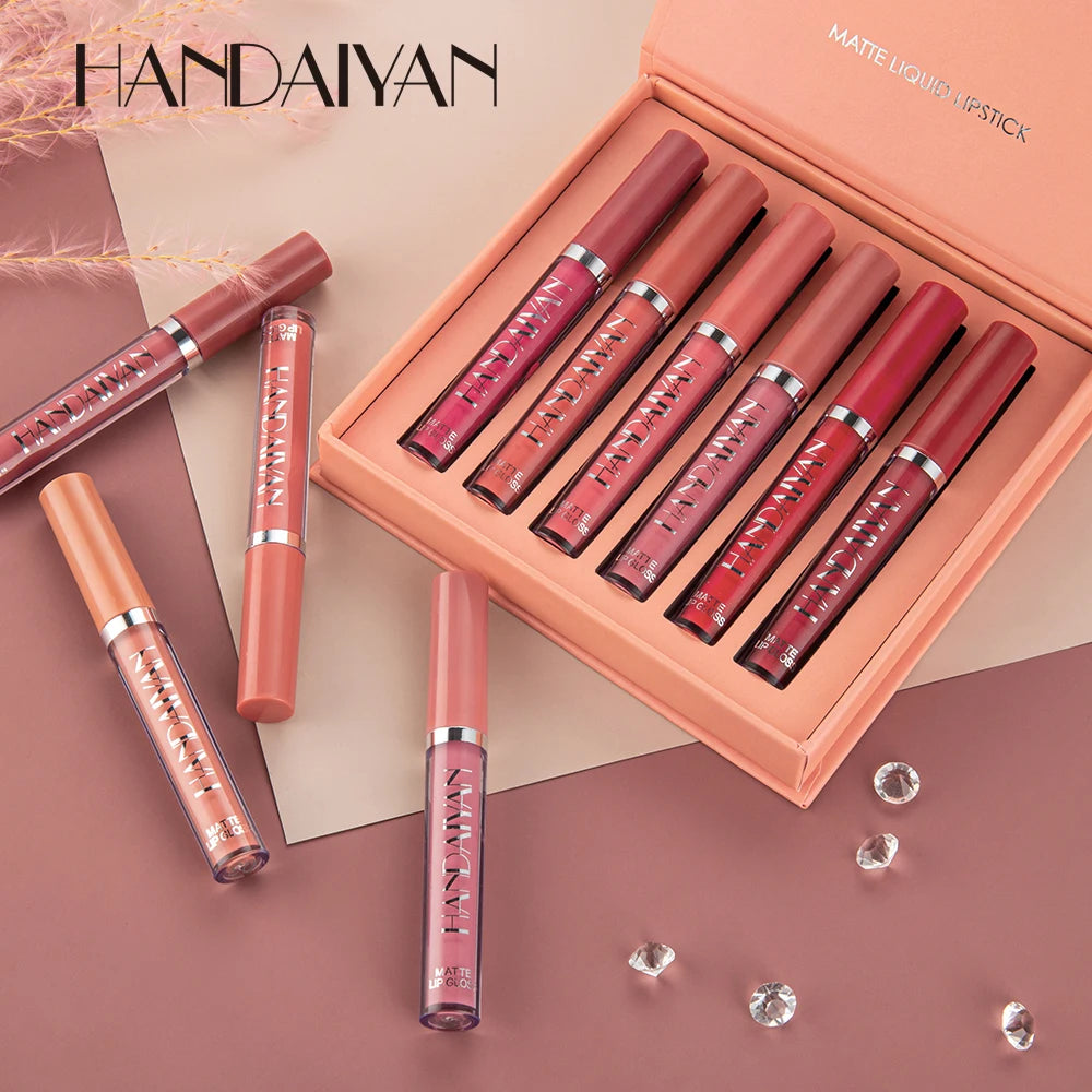 6PCS Non-Stick Matte Liquid Lipstick Set Long-Lasting Lip Gloss Gift Box
