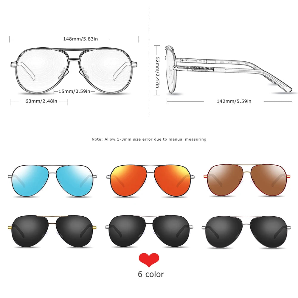 Unisex Polarized Pilot Sunglasses UV400 Reflective Driving Eyewear