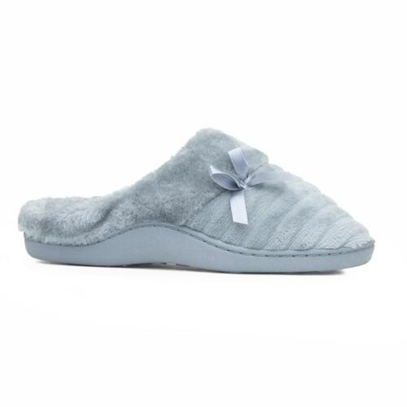 The Slipper Company Womens Slippers Blue Adults Ladies Mule Faux Fur Cleora SIZE