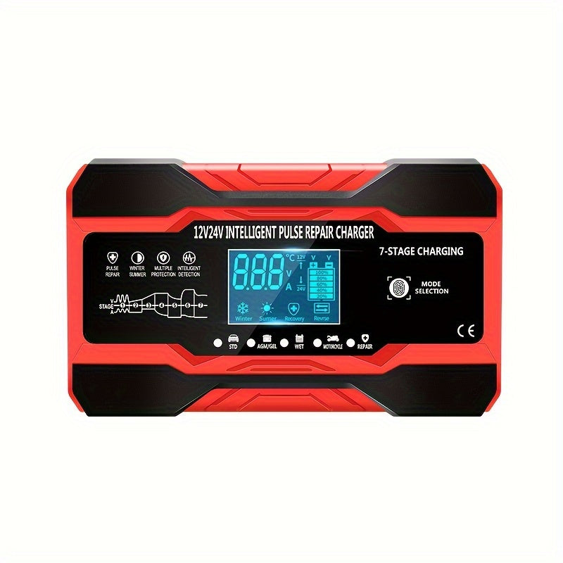 12V/24V 180W Smart Battery Charger – 7-Stage Fast Charger for Car & Bike