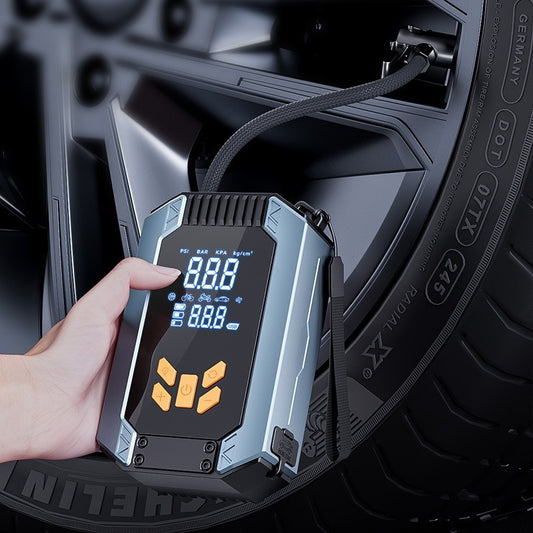 Portable Wireless Air Compressor USB Rechargeable Pump with LED & Gauge