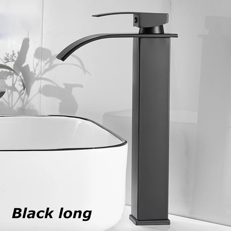 Waterfall Wash Basin Stainless Steel High And Low Faucet Black Hot And Cold Toilet Wash Basin Bathroom Home