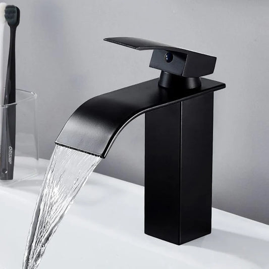 Waterfall Wash Basin Stainless Steel High And Low Faucet Black Hot And Cold Toilet Wash Basin Bathroom Home