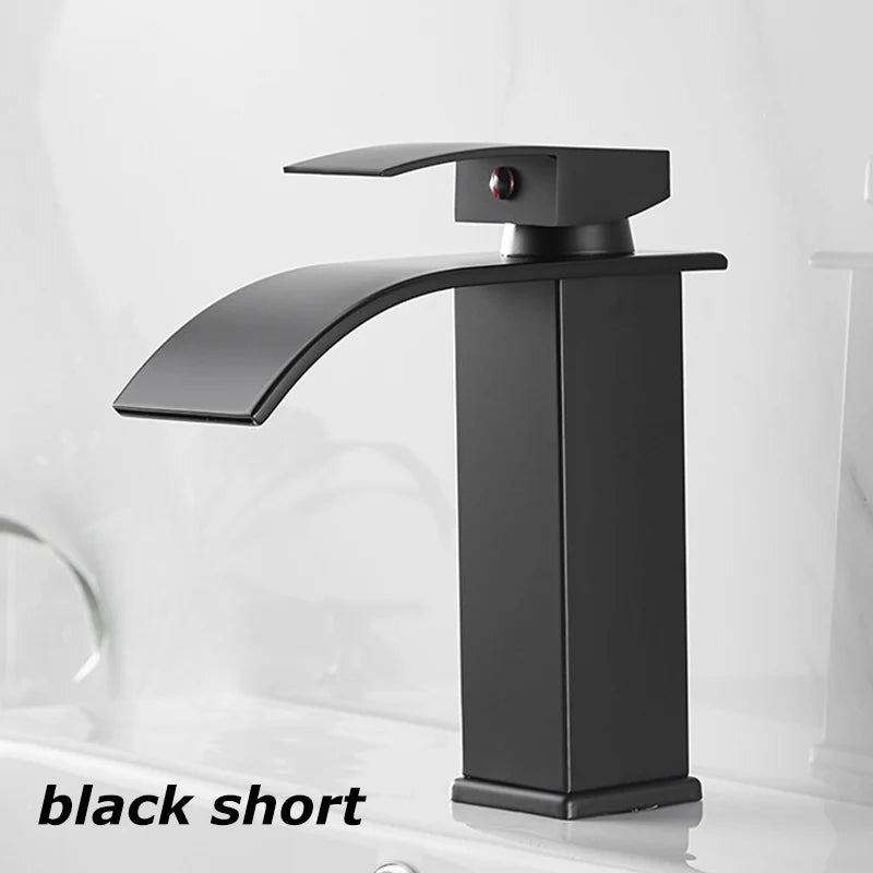 Waterfall Wash Basin Stainless Steel High And Low Faucet Black Hot And Cold Toilet Wash Basin Bathroom Home