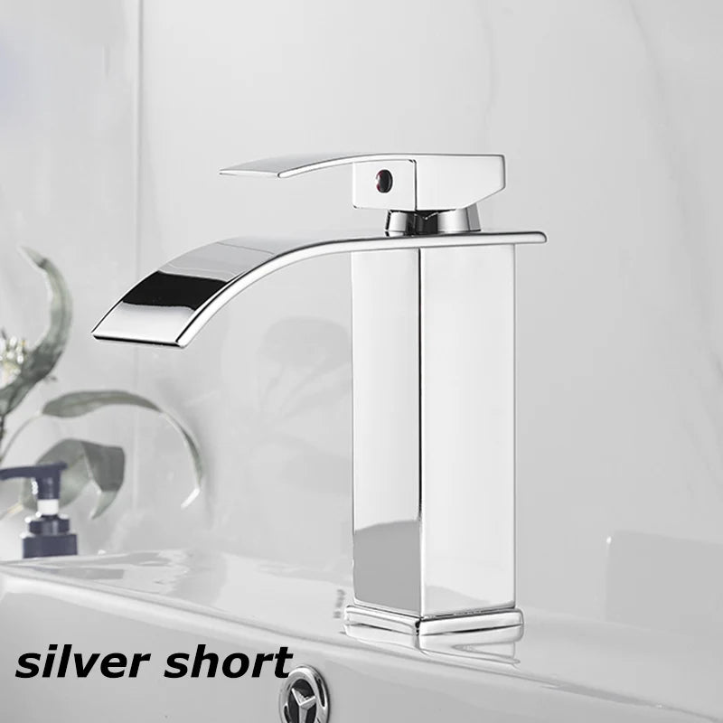 Waterfall Wash Basin Stainless Steel High And Low Faucet Black Hot And Cold Toilet Wash Basin Bathroom Home