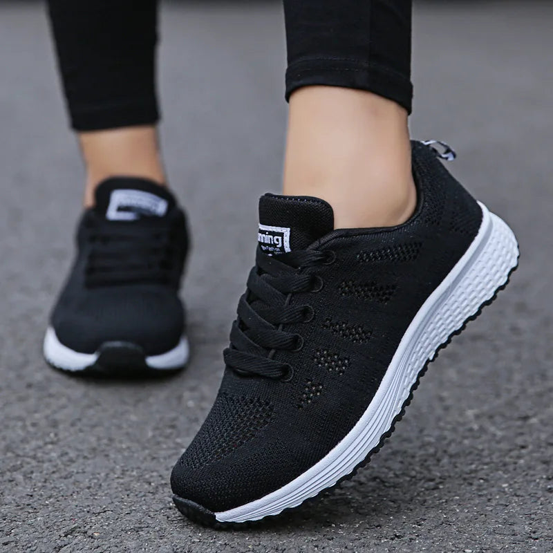 Women's Casual Breathable Mesh Sneakers Walking Gym Flat Vulcanized Shoes