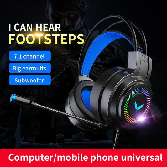 7.1 Stereo Gaming Headset with Mic LED Light Virtual Surround for PC Gamer