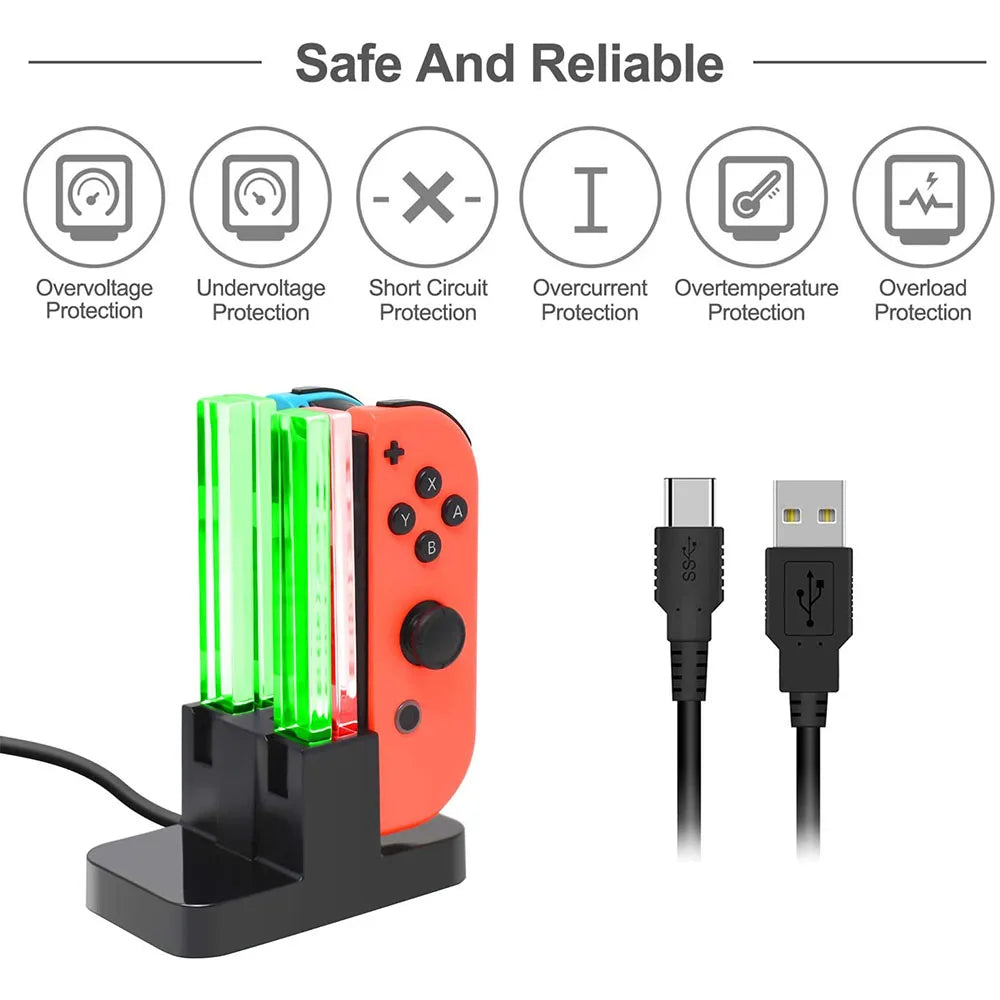 Nintend Switch 4 Controller Charger LED Indicator Charging Dock Station for Nitendo Switch Nintendoswitch NS Joy-con Accessories