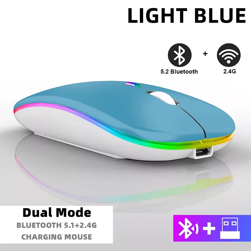 Bluetooth Wireless RGB Mouse Rechargeable for iPad PC Laptop Tablet Phone