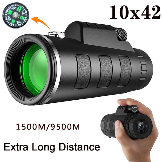 10x42 HD Monocular Telescope BAK4 Prism for Hunting Camping Bird Watching