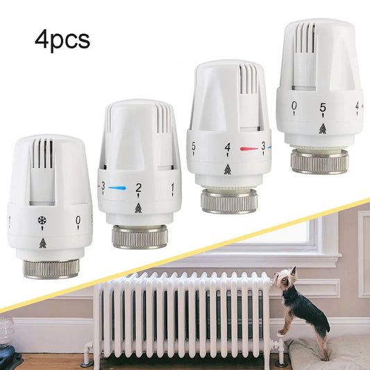 4PCS M30x1.5 Thermostatic Radiator Valves 5-Level Heating Control Head