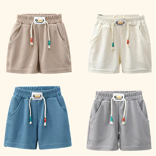 Boys Summer Shorts Elastic Waist, Candy Colors, Beach & Casual Wear, Kids Sport Shorts