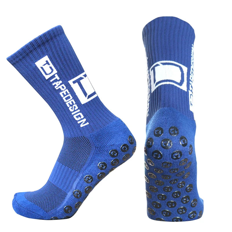 2 Pairs TapeDesign Football Socks Round Silicone Grip, Anti-Slip Sports Socks for Men & Women