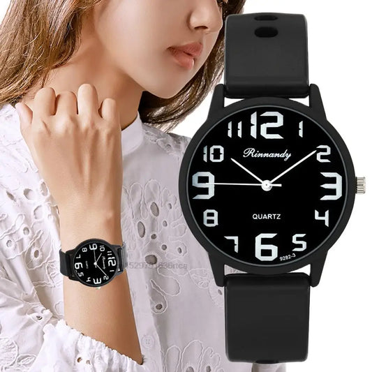 Women's Silicone Quartz Watch Set – Big Dial Casual Wristwatch Gift