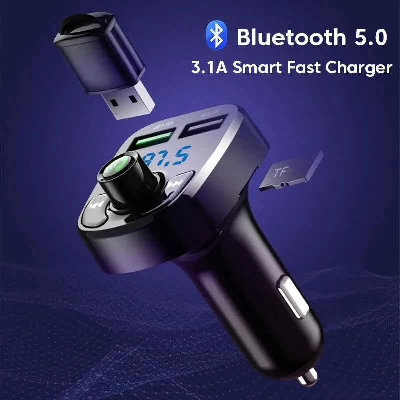 LED Car Bluetooth FM Transmitter Hands-Free QC3.0 PD USB Charger 5.0