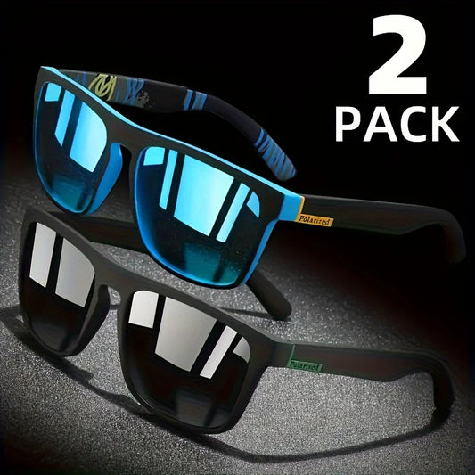 2PCS Square Polarized Sunglasses Anti-Glare UV400 for Driving & Travel