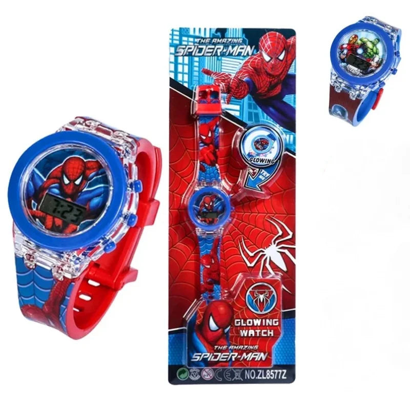 Kids Cartoon Watch LED Spiderman Shark Mickey Boys Girls Student Gift