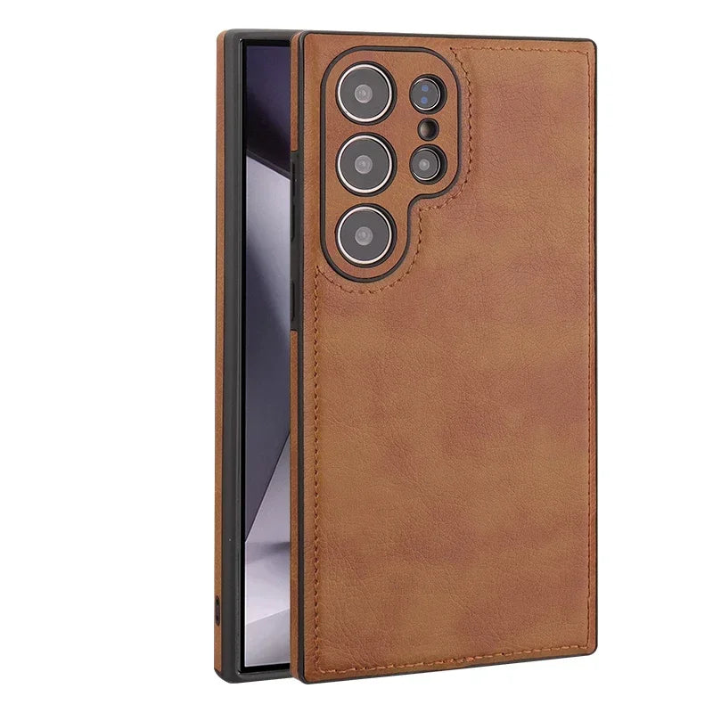 Luxury Vintage PU Leather Case Shockproof Soft Cover for Samsung Camera