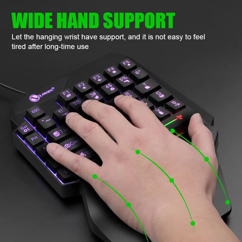 35-Key One-Handed Gaming Keyboard Wired Backlit Ultra-Slim for PC & Laptop