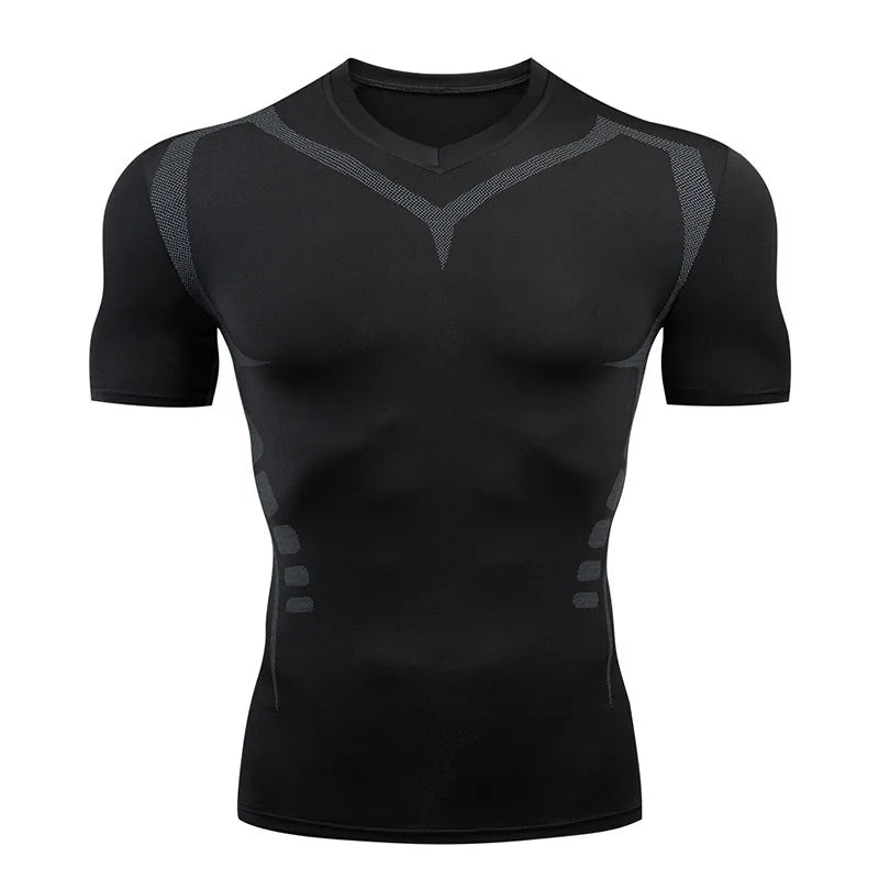 Men's Compression Rash Guard Quick-Dry Short Sleeve Gym, Running & Cycling T-Shirt, Workout Training Base Layer