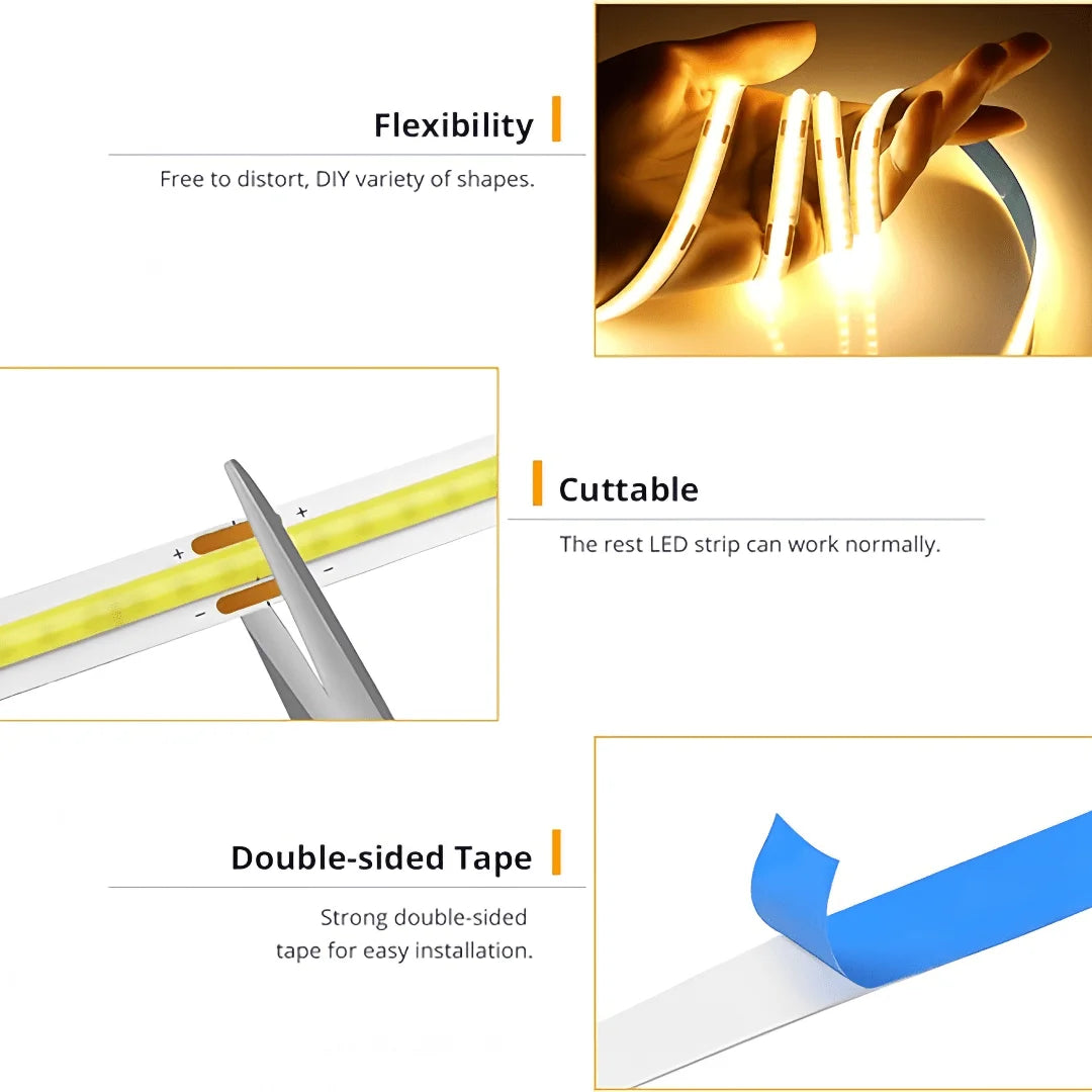 LED Light Strip 5V USB Touch Dimmer, Flexible Tape, Indoor Lamp for TV, Mirror, Wall Decor