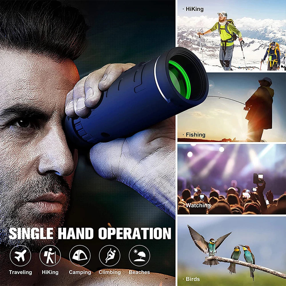 10x42 HD Monocular Telescope BAK4 Prism for Hunting Camping Bird Watching