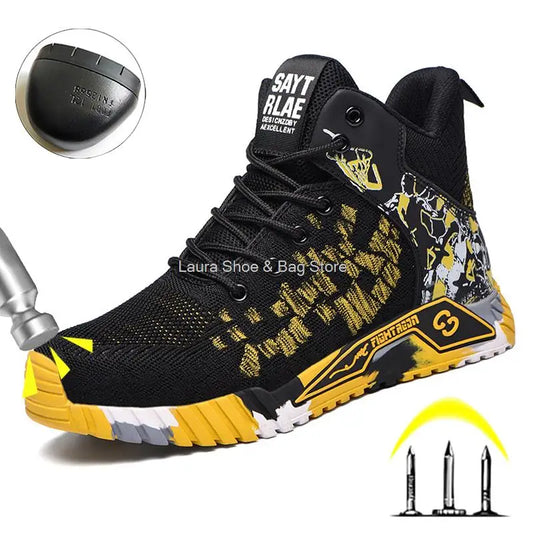 High Top Steel Toe Safety Work Shoes – Breathable Anti-Smash Boots