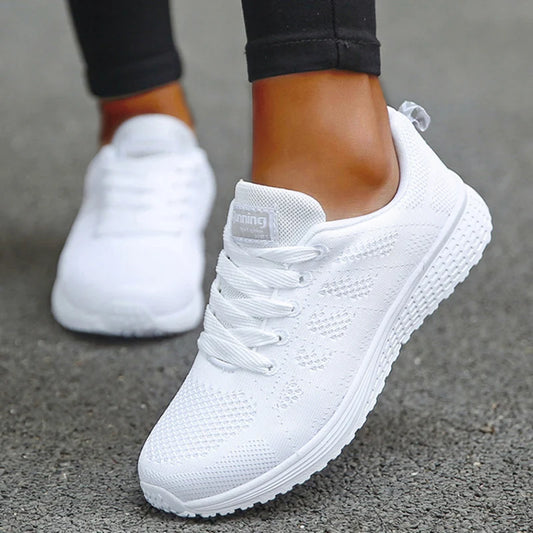 Women's Fashion Mesh Sneakers  Breathable Lace-Up Tennis Shoes