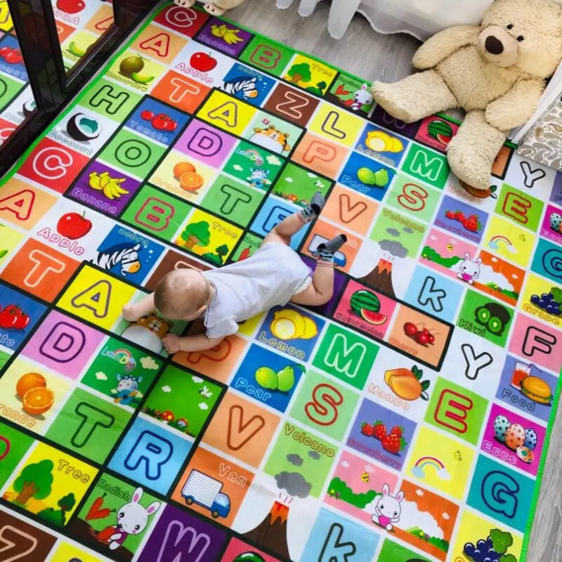 Baby Play Mat Foam Carpet | Large Double-Sided Crawling Mat | Waterproof Soft Kids Floor Rug | Educational Toddler Activity Gym